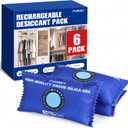 FURWEY 100g [ 6 Packs] Rechargeable Desiccant Packs for Storage, Color Indicating Silica Gel Desiccant Packets, Moisture absorbers for storage, Dehumidifier bag for Closets