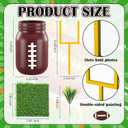 6 Sets 66 Pcs Football Centerpieces for Table Include Goal Post Photo Frame Decorations Football Cutouts Mason Jar Vases Artificial Grass Turf for Touch Down Rugby Day Birthday Party Decor