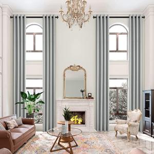 MAIHER 16ft High Ceiling Curtains with Grommet, Light Grey Faux Linen Total Blackout Extra Long Curtain for High Living Room, Thermal Insulated (Light Grey, 50" W x 192" L, 1 Panel)