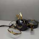 Farberware Forged Induction Ceramic Nonstick Pots and Pans Set with Lids and Kitchen Cooking Tools - Dishwasher Safe, Suitable for All Stovetops, 12 Piece Cookware Set - Black and Gold