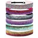 6 Pcs Glitter Headbands for Girls Hair, Adjustable Non-Slip Head Bands, Cute Elastic Sparkly Headband, Girl Hair Accessories, Stretchy Shiny Headbands Gifts