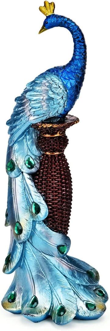 Peacocks Statue Decor,Animal Sculpture Modern Resin Home Accent-Hallway Livingroom Bedroom Kidsroom Home Office Desktop Versatile Style Ornaments-Gorgeous Artistic Birds Gift-13 3/4 inchs (Medium)