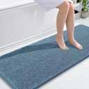 OLANLY Bathroom Runner Rugs 59x20, Soft Absorbent Chenille Bath Rugs, Rubber Backing Quick Dry, Machine Washable Long Bath Mats for Bathroom Floor, Tub and Shower, Home Decor Accessories, Airy Blue
