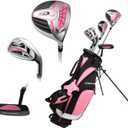 Precise XD-J Junior Complete Golf Club Set for Children Kids - 3 Age Groups Boys & Girls - Right Hand & Left Hand! (Pink Ages 6-8, Left Hand)