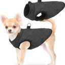 SCENEREAL Winter Dog Vest Coat with Harness Built In, Warm Puppy Jacket for Small Medium Dogs, Cold Weather Coat with Zipper, Fleece Puffer Vest Windproof Snow Clothes (S(Chest 14"), #1 Black-Matte)