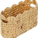 Toilet Paper Storage Basket,Scalloped Wicker Basket for Bathroom Organizers and Storage,Hand-Woven Rattan Bathroom Decor Accessories,Natural Water Hyacinth