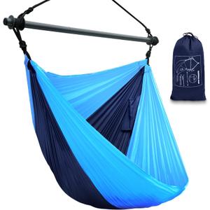 Hammock Chair, Portable Outdoor Hanging Rope Swing, Max 500 Lbs, Collapsible and Lightweight Nylon Parachute Hammocks Chair for Indoor, Backpacking, Travel, Backyard, Patio, Hiking (Navy, Blue)