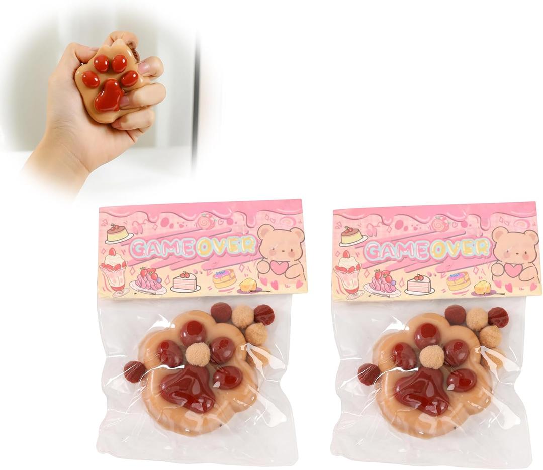 2 x 2PCS Taba Squishy Cat Paw Squeeze Toys,Sensory Fidget Toy for Your Best Mellow and Chill,Birthday Gift, Squishy Toys for Adults (Chocolate-2PCS)
