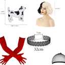 Cosrea Women Halloween Costume Black and White Spotted Dog Shawl Faux Stole for Adult (White)