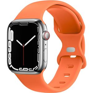 Compatible with Apple Watch Bands 38mm 40mm 41mm 42mm 44mm 45mm 49mm, Soft Silicone Sport Wristbands Replacement Strap for iWatch Ultra 2 Ultra SE Series 9 8 7 6 5 4 3 2 1 for Women Men (Orange)