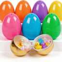 MGparty 50 Pcs 3.5" Large Fillable Easter Eggs with 8 Golden Eggs, Plastic Easter Eggs Empty Bulk for Egg Hunt, Easter Basket Stuffers, Party Favors and Decorations