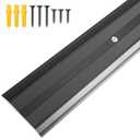 Aluminum Metal Door Threshold, Floor Transition Strip, 36'' L x 2.4'' W x 0.1'' H, Flat-Profile Threshold, Flooring Gaps Carpet Vinyl Wood, Stylish Doorway Transition Draft Protection (Black)