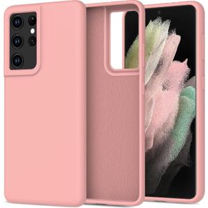 bemal for Samsung Galaxy S21 Ultra Case - Smooth Silky Liquid Silicone - Slim Fit Soft Microfiber Lining - Designed for Women and Girls - Shockproof Protective Phone Cover 6.8"- Elegant Pink