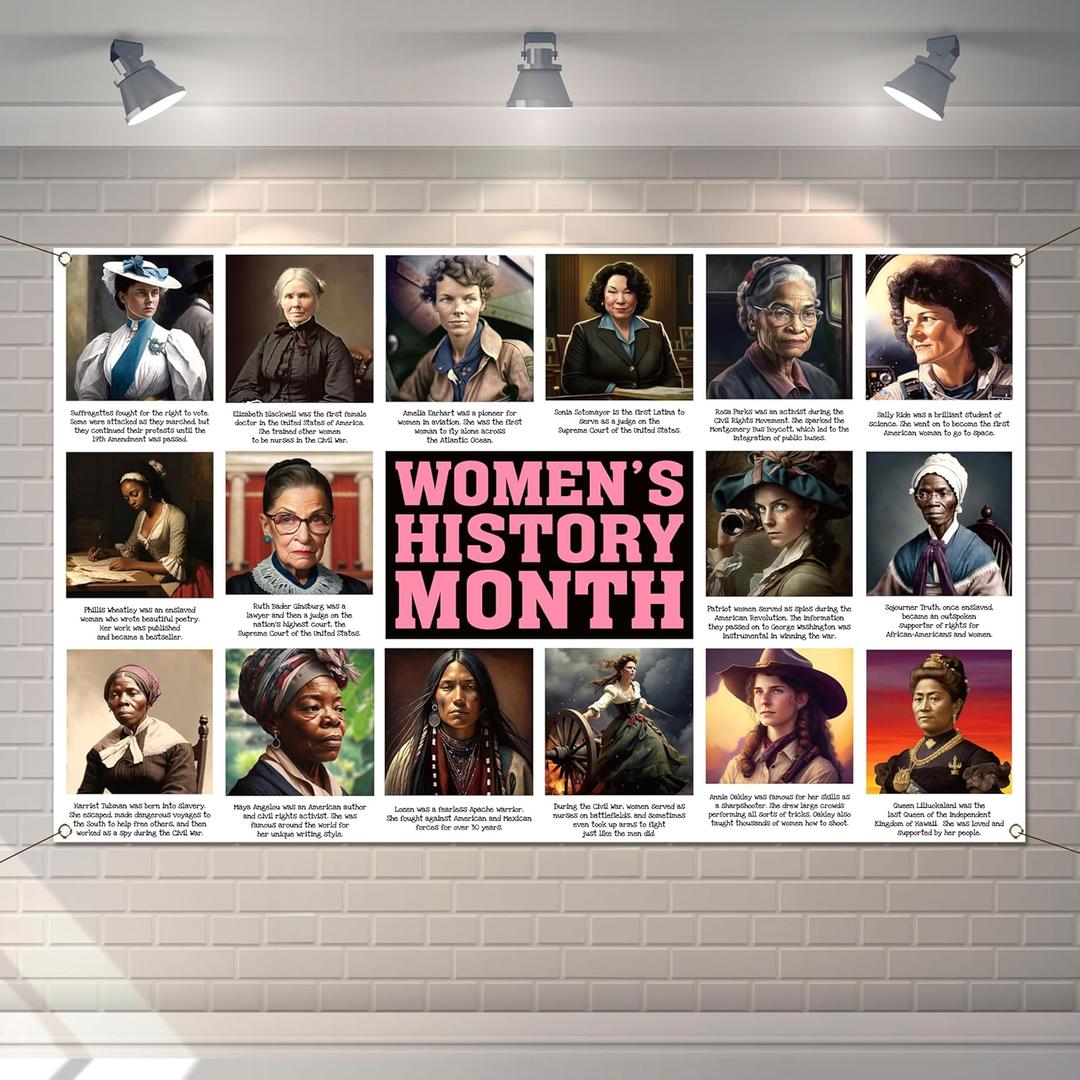 Womens History Month Bulletin Board Decorations Photo Booth Backdrop International Womens Day Poster Inspirational School Classroom Office Wall Decor