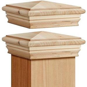 Geetery 8 Pcs 6 x 6 Inch (Actual 5.5'' x 5.5'') Wood Newel Post Cap Fence Post Cap for 5-5/8 Fence Topper Top Resistant Decking Caps for Outdoor Fences, Mailboxes and Decks (Cedar)