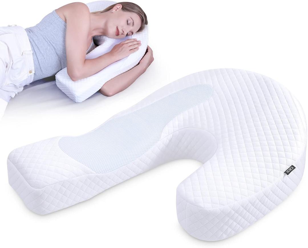 HOMCA Side Sleeper Pillows for Adults, Memory Foam U Shaped Pillows for Neck Pain Relief, Cervical Neck Pillow for Side Sleepers with Removable Washable Pillowcase (Upgraded Version) (Standard Size (23.8 x 17.6x 6.7 inches))