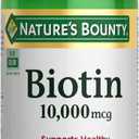 Nature's Bounty Biotin Hair Skin and Nails Vitamins, Supports Healthy Hair, Skin and Nails, 10,000 mcg, 120 Softgels (Pack of 1), BBD 01/2026