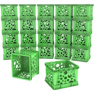 Storex Micro Crate, 6.75 x 5.8 x 4.8 Inches, Green, 18-Pack (63104U18C)