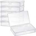 6 Pieces Mini Plastic Clear Beads Storage Containers Box for Collecting Small Items, Beads, Jewelry, Business Cards, Game Pieces, Crafts (5.2 x 3 x 1.2 Inch)