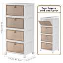 4 Tier Plastic Storage Bins with Lid 28QT - Stackable Storage Containers with Wheels, Folding Storage Boxes, Collapsible Storage Bins, Closet Organizers and Storage for Living Room,Office,Dorm