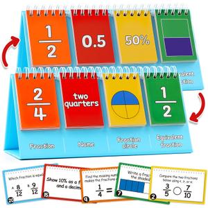 Aizweb Double-Sided Fractions and Equivalency Flip Chart - Math Manipulatives for Elementary School, Fraction Manipulatives, Homeschool Supplies