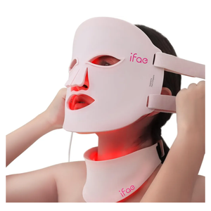 Red Light Therapy Mask for Face and Neck, 7 Colors with NIR Led Face Mask Light Therapy with Eye Protection and Remote, Rechargeable Ergonomic Design for True AntiAging Skincare at Home (Pink)