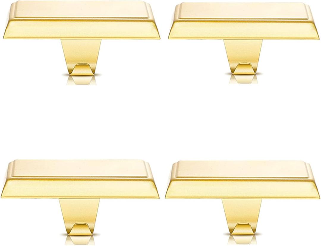 Tingtio Gold Stocking Holders for Mantle, Set of 4 Christmas Stoking Holder Weighted Flat Stocking Holders Hangers for Mantle Fireplace for Xmas Holiday Party Decoration