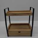 2-Tier Bathroom Organizer Countertop with Drawer, Wood Counter Shelf for Storage, Vanity Tray for Organization and Decor, Countertop Organizer for Bathroom, Kitchen, Office (Brown)