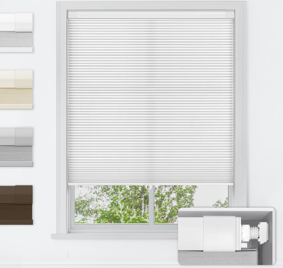 LazBlinds No Drill Cordless Cellular Shades, 36" W x 72" H, White
Soft Light Filtering Fabric Protects Privacy, With Thermal Insulation & Noise Reduction, Safe Cordless Design for Kids & Pets