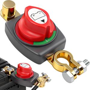 Top Post Battery Cut Off Switch 12V - 48V Volt Heavy Duty Marine Quick Disconnect Terminal Mount Waterproof Shut Off Kill Switch Isolator for Car Vehicle Boat RV ATV Camper (Negative, On/Off)