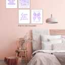 2 x FGFK Coquette Bow Floral Christian Wall Art Prints Set of 4, Lamentations 3:23 Psalm 16:11 Ps.27:1 Bible Verses Posters Pictures Wall Decor for Girls Room Home Dorm Apartment, 8x10 Unframed - Purple