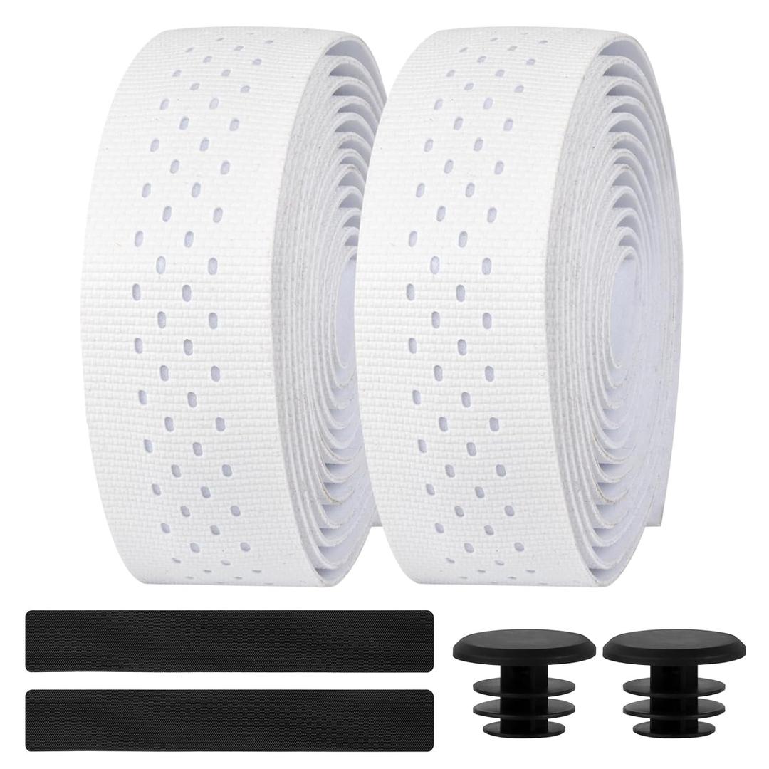 Bike Handlebar Tape, Silicone Bar Tape Road Bike, Extra Thick Soft & Non-Slip Comfortable Bicycle Handle bar Tape, Bike Grip Tape for Handlebars, Black (White)