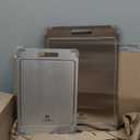 2Pcs 100% Pure Titanium Cutting Board with Grooves, Update Double Side Titanium Chopping Board, Silicone Anti-slip Stainless Cutting Boards Set for Kitchen, Grey 