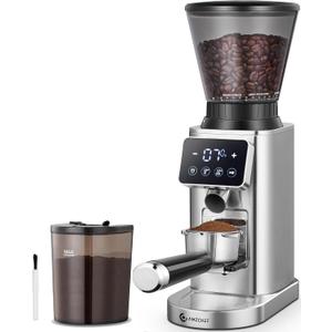 AMZCHEF Coffee Grinder, Coffee Bean Grinder for Home Use with Precise Grinding, LED Control Panel, Detachable Funnel Stand, Anti-static Design, 48 Grind Settings, silver