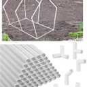 Sawysine 102 Pcs DIY PVC Projects Set Included 60 Pcs 24 Inch PVC Pipe and 42 Connection Pipe Fittings for Spring, Home, Greenhouse, Garden, Farm, Workshop, Summer(White,3/4 Inch)