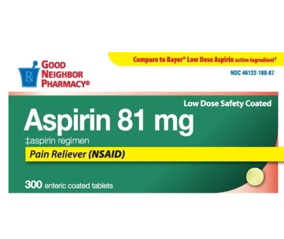 Good Neighbor Pharmacy Aspirin 81 Mg Low Dose Safety Coated Tablets 300ct (2 Pack)