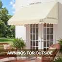 6ft Door Window Awning 71.65" w x 30" d Beige Fabric Outdoor Patio Canopy