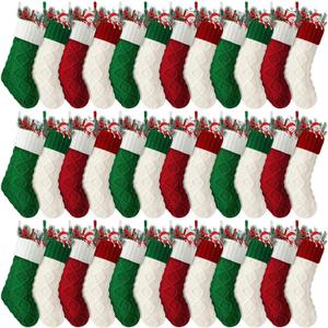 Hungdao 36 Pcs Christmas Stockings Bulk Mini Knitted Xmas Socks 8.3 Inch Rustic Double Sided Fireplace Hanging Stockings Vintage Mini Socks for Christmas Decoration (Multi Colors)