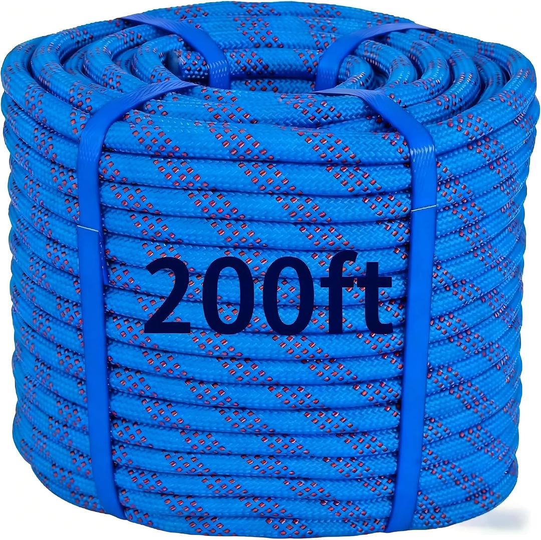 200ft 3/8 Inch Climbing Rope, Heavy Duty Arborist Rope, Nylon Rigging Rope for Tree Work,Bull (Blue)