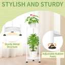 KMOTASUO 2 Tier Plant Stand Indoor for Large Tall Heavy Duty Planter, Multiple Sturdy Metal Flower Corner Rack for Narrow House Floor, Iron Vertical Level Round Orchi Holder Organizer, White