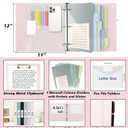 Leather 3 Ring Binder, 2 Inch Binders with Clipboards, 5-Tabs Pockets Dividers, 18 Divider Stikers, Plastic Folder, Pen Holder, Three Ring Binder with Pen Holder(Pink, Letter Size)