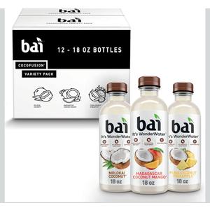 Bai Coconut Variety Pack, Antioxidant Infused Water Beverage, with Vitamin C and No Artificial Sweeteners, 18 fl oz bottles, 12 pack, BBD February 15, 2026