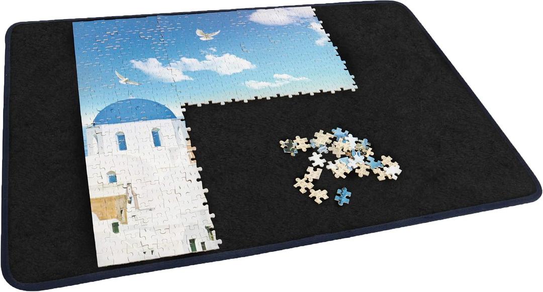 Becko US Jigsaw Puzzle Board Portable Puzzle Mat for Puzzles Storage Saver, Non-Slip Surface, Sturdy and Movable, Up to 1000 Pieces (Blue/Black), 30.7 20.9 inches