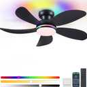 PHORUS 42" Black Modern Low Profile RGB Ceiling Fans with Lights and Remote