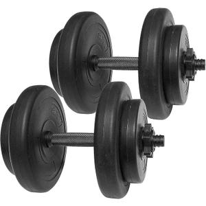 BalanceFrom 40 Pounds Vinyl Coated Dumbbell Set for Home Gym, Black  Cement Weight Plates with 14-Inch Contoured Handles and Collar Locks for Adjustable Strength Training Workouts
