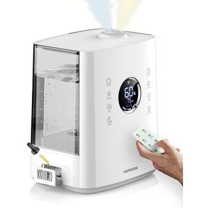 Homvana Humidifiers for Large Room Home Bedroom (up to 861ft) 6.5L, 65H Top-Fill Warm and Cool Mist for Baby Kids Plants, Remote Control, with Distilled Sterilization, Quiet Sleep Mode, Ultrasonic
