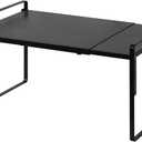 Nxconsu Cabinet Shelf Expandable Height Adjustable Organizer Riser for Kitchen Cabinet Pantry Cupboard Under Sink Countertop Organization Storage Space Saver Stackable Heavy Duty Metal Black XL (10.3D * 13.8-24.8W * 9.7H)