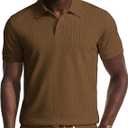 PJ PAUL JONES Mens Knit Polo Shirt Short Sleeve Shirt Texture Knitted Polo Casual Shirts (M)