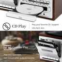 MUSITREND Record Player 9 in 1 3 Speed Bluetooth Vintage Turntable CD Cassette Vinyl Player AM/FM Radio USB/SD Playback Aux-in RCA Line-Out (Silver)