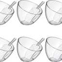 Hoolerry 12 Pcs Serving Bowls Kit Include Clear Plastic Bowls for Parties and Popcorn Measuring Scoops Acrylic Plastic Kitchen Angled Candy Scoops for Office Canister Salad Cooking (25 oz)